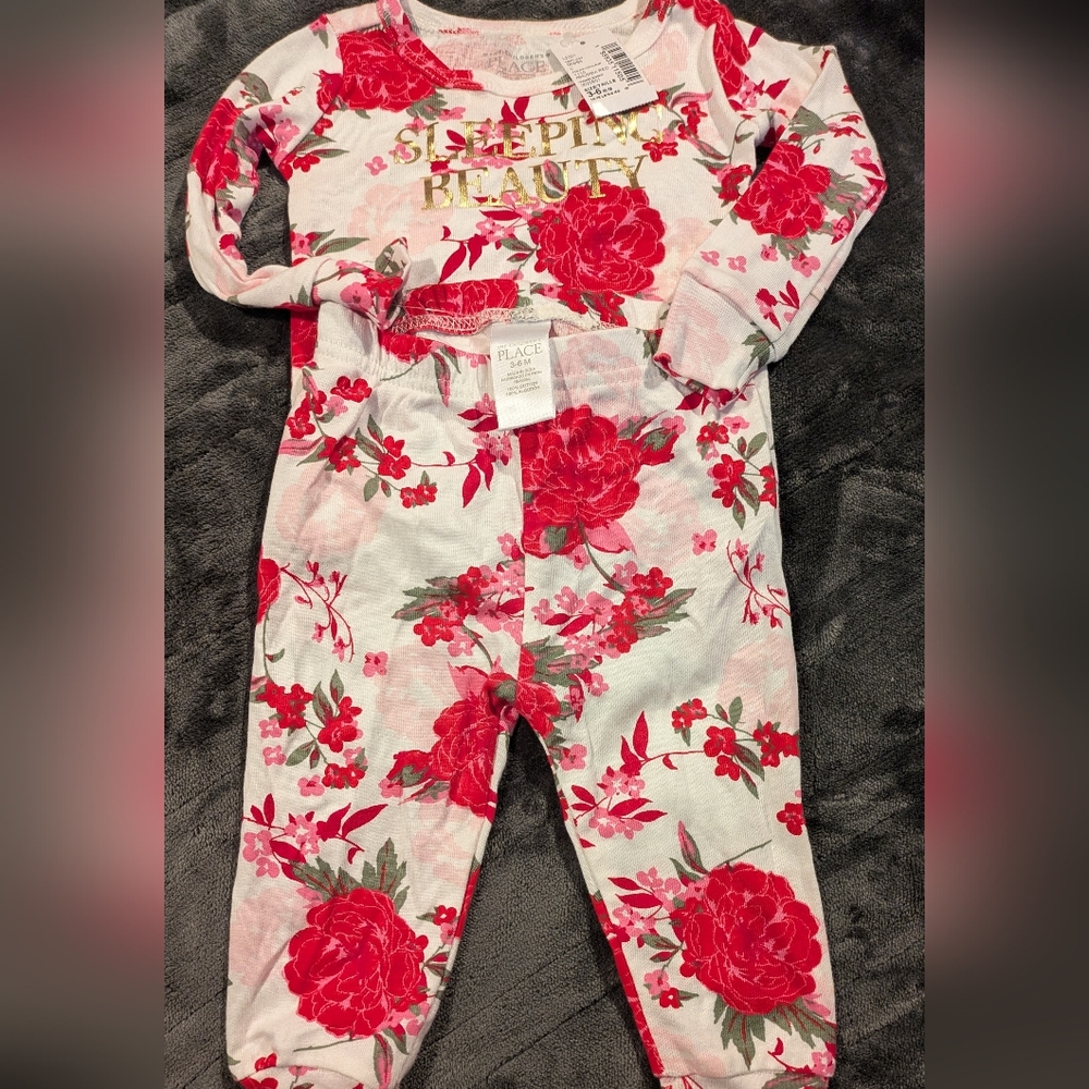 Baby Girl's Floral Baby Pajama Set Size 3-6 Months NWT